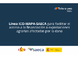 Abierto el plazo para solicitar las ayudas por 53,1 millones de euros de la línea ICO-MAPA-SAECA para explotaciones agrarias afectadas por la Dana