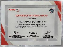 BKT gana un nuevo premio y es galardonado como Proveedor del Año por Manitou Equipment India