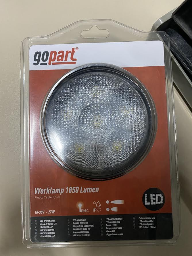  Luz de trabajo LED, 27 W, 1850 lm, redonda, 10-30 V, proyector, 6 LED