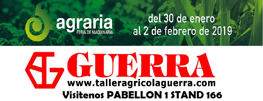 TALLER AGRICOLA GUERRA, estará presente en la próxima edición de AGRARIA 