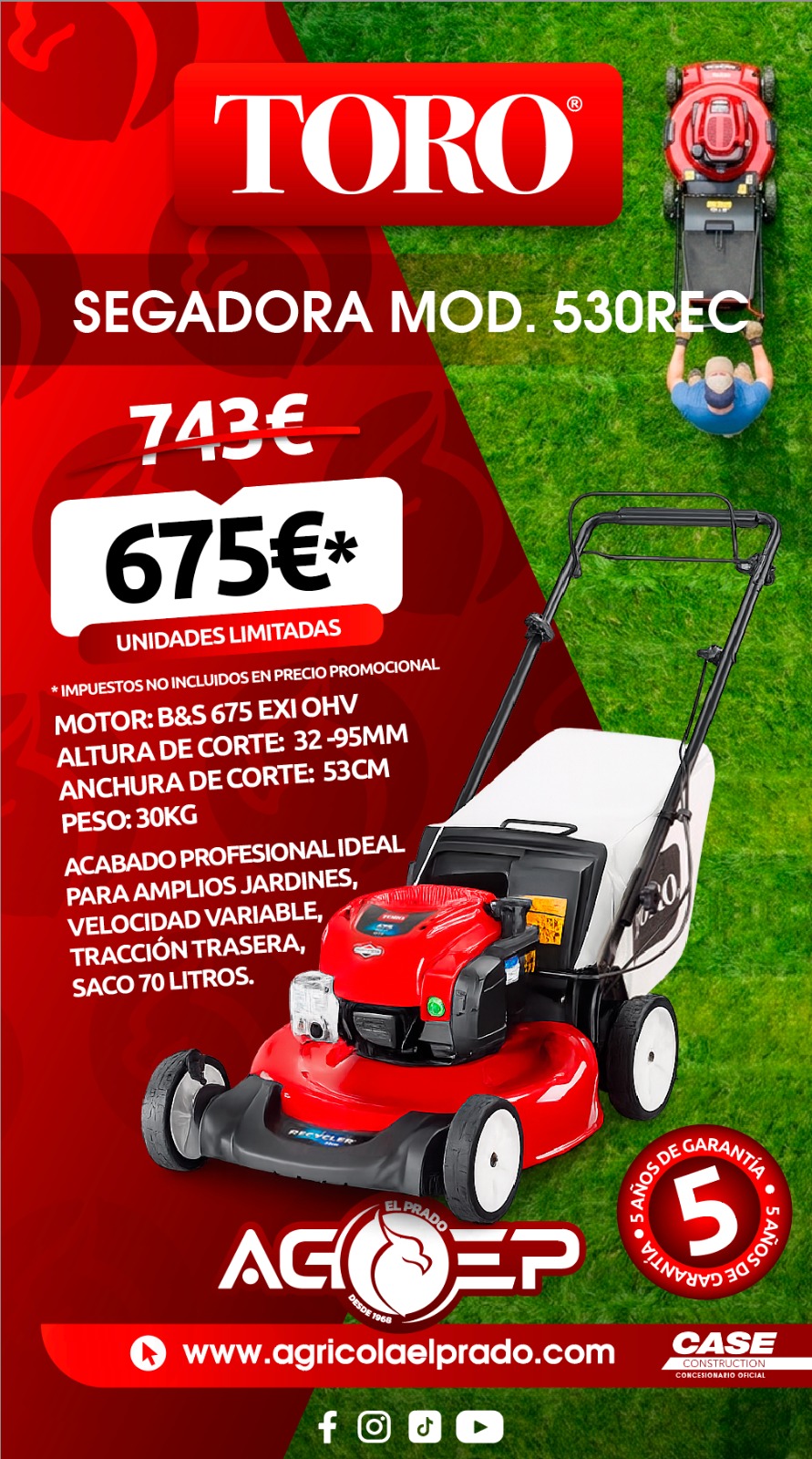 Descubre el cortacésped de TORO 530 REC Recycler (53cm)
