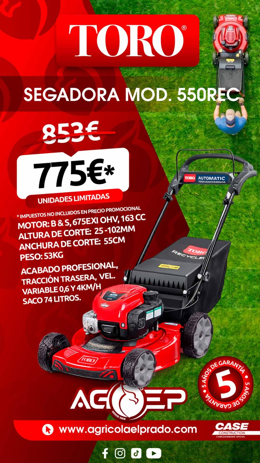 Descubre el cortacésped de TORO 550 REC