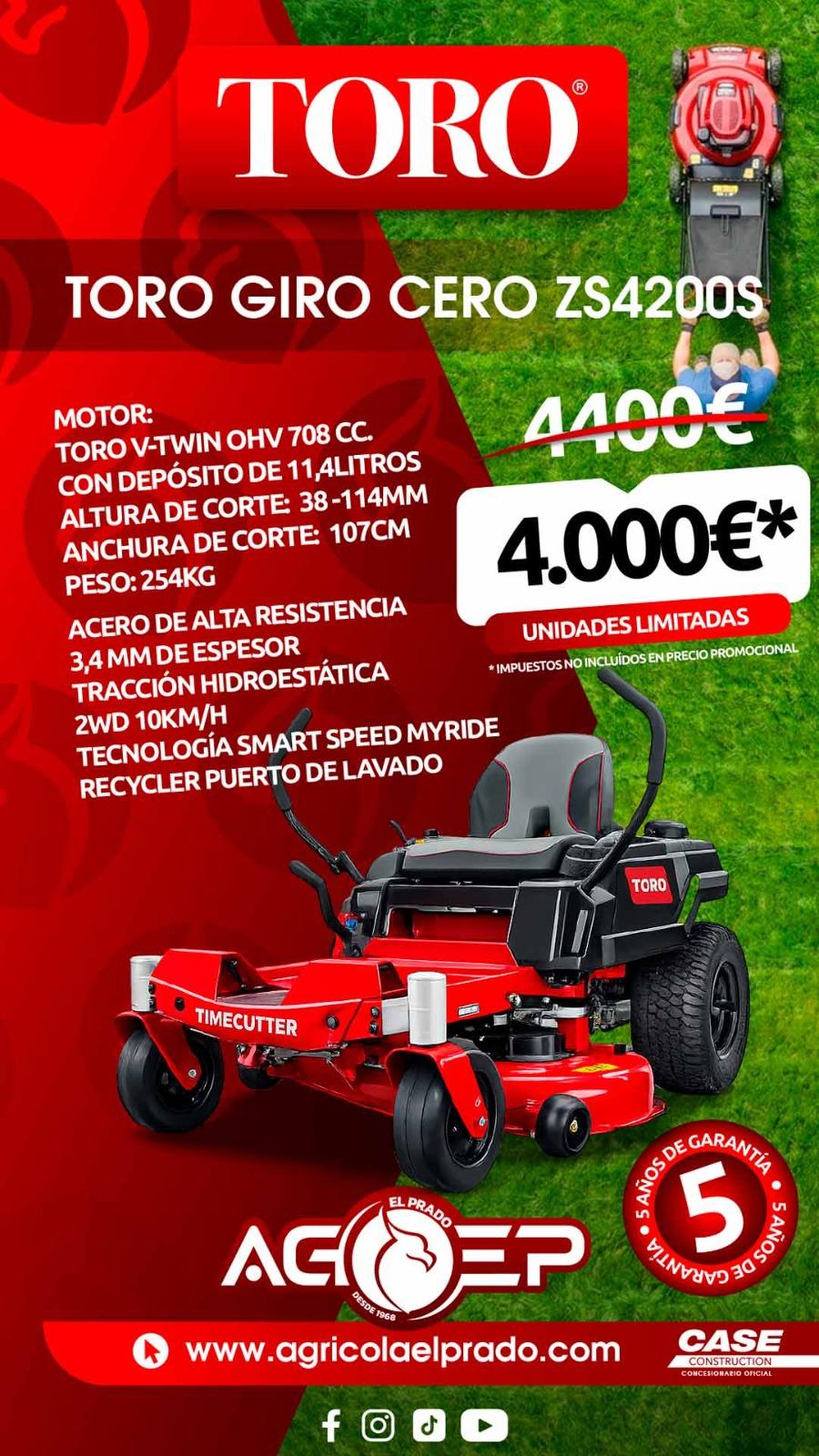 Descubre el cortacésped de TORO GIRO CERO ZS4200S
