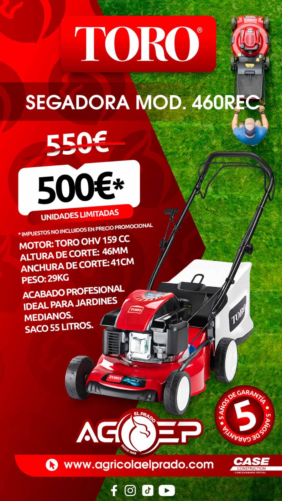 Descubre el cortacésped de TORO 460 c REC Recycler ( 46cm)
