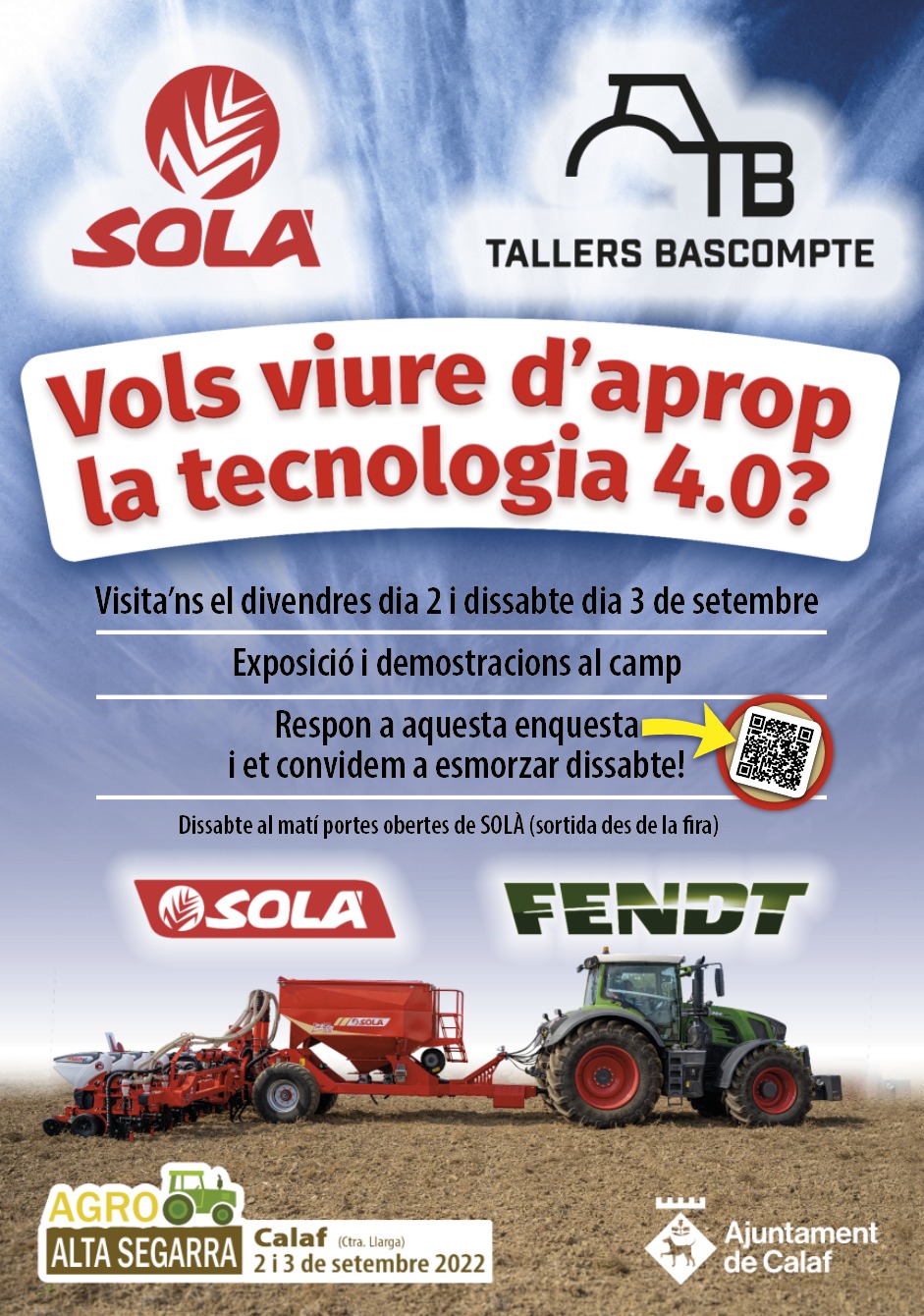 LA TECNOLOGIA 4.0 A AGRO ALTA SEGARRA ELS PROPERS 2 I 3 DE SETEMBRE A CALAF